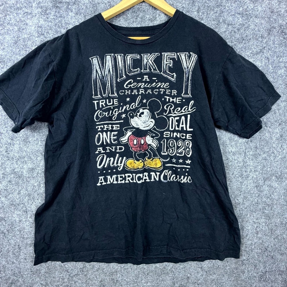 Disney Store Mickey Mouse T-Shirt Mens XL Black Graphic Print Short Sleeve